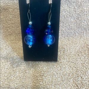 Elegant Blue Beaded Earrings